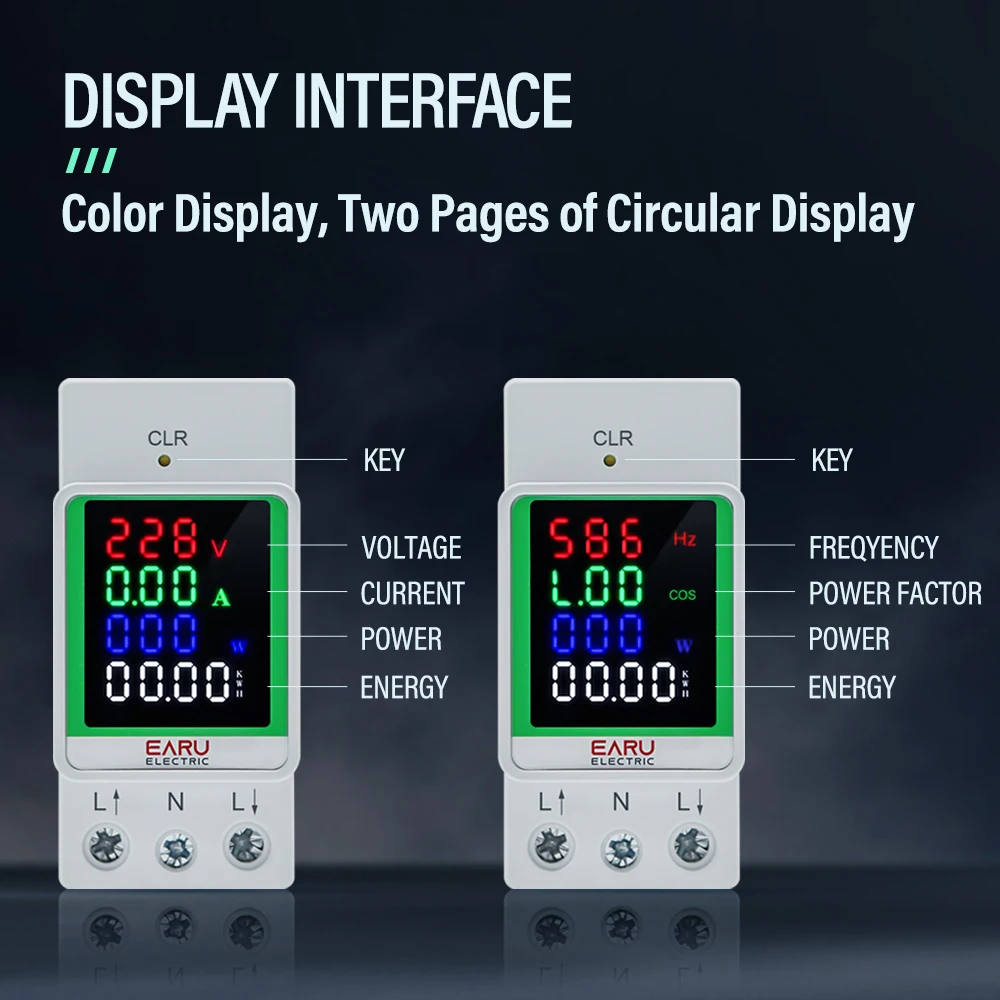 Digital Display AC Current KWH Electric Energy Monitor Multifunction Meter VOLT AMP Ammeter Device With Energy Zeroing Din Rail