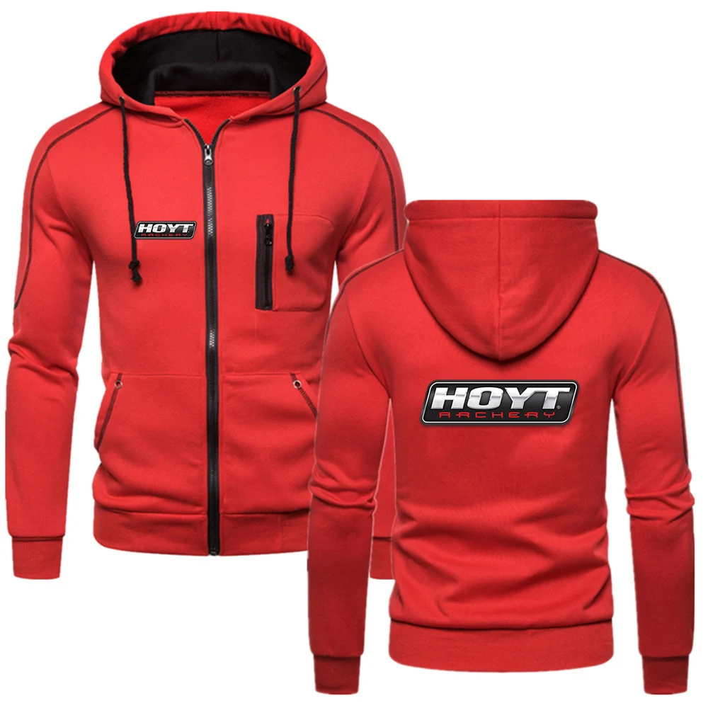 

2023 Spring and Autumn New Hoyt Archery Solid Color Zipper Hoodies Loose Comfortable Casual Classic Trendy Sweatshirt Tops