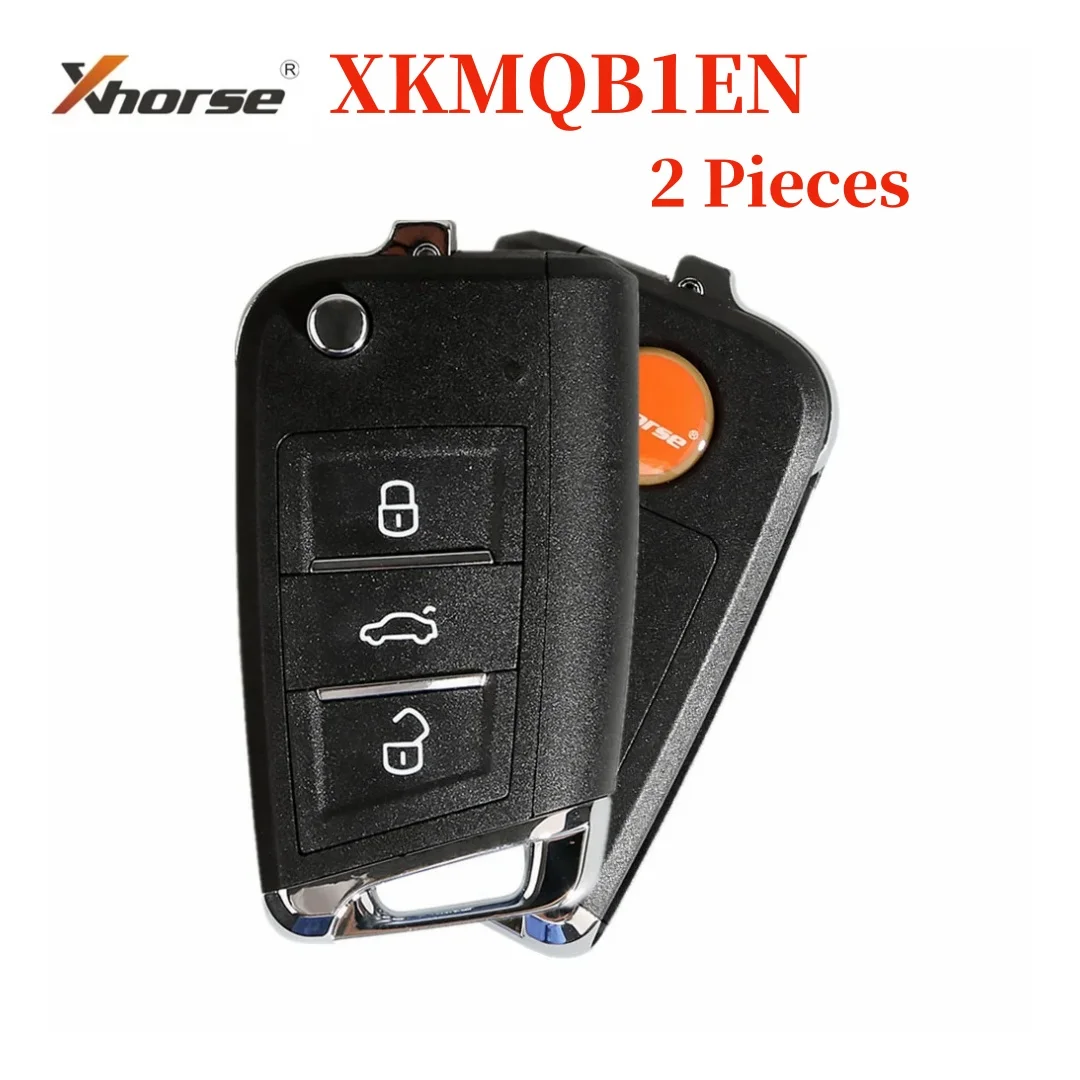 2 Pieces XHORSE XKMQB1EN VVDI Universal Wired Remote Flip Car Key 3 Buttons for VW MQB Style wirk with VVDI Key Tool