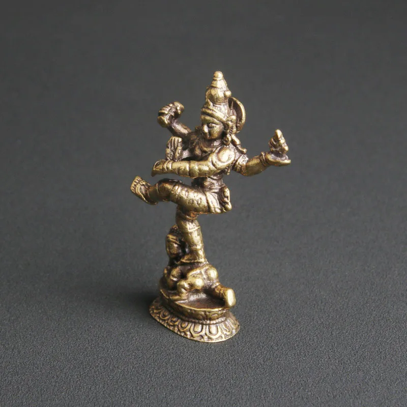 Brass Nepalese four armed Buddha tabletop ornaments, religious worship statues, handicrafts, and decorations for the elderly