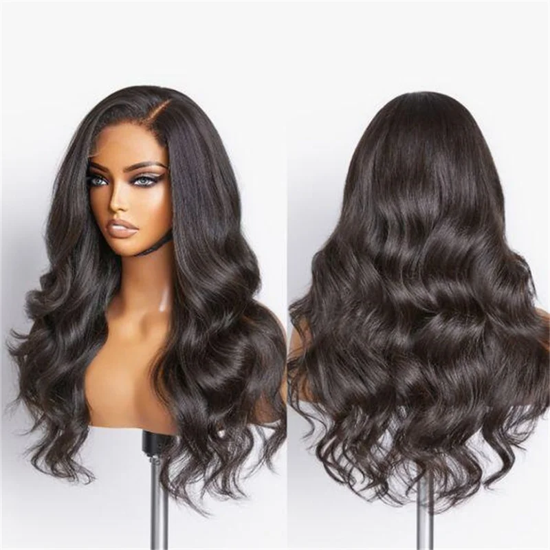 Soft Natural Black Body Wave 26inch Preplucked 180Density Glueless 5x5 Silk Base Jewish Human With BabyHair HDLace European Hair