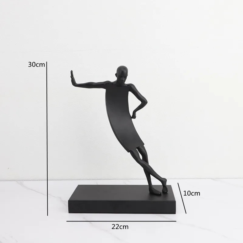 Zwart gietijzer, metalen figuursculpturen, abstracte geometrische blokfiguren, desktopfiguren, decoratieve ornamenten in de woonkamer