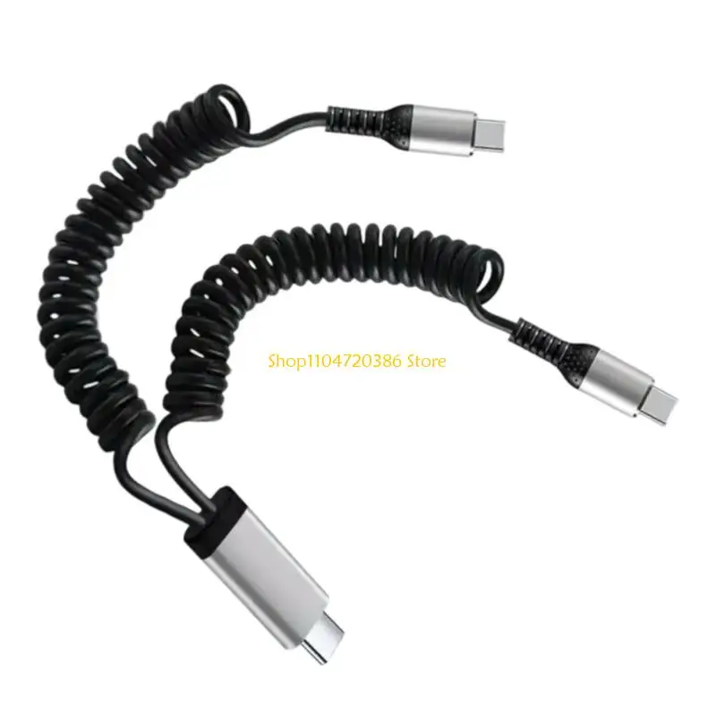 K0EA Double Headed Spring Charging Cable for Smartphones and Tablets, USB A & Type C, 66W Rapid Charging Cable