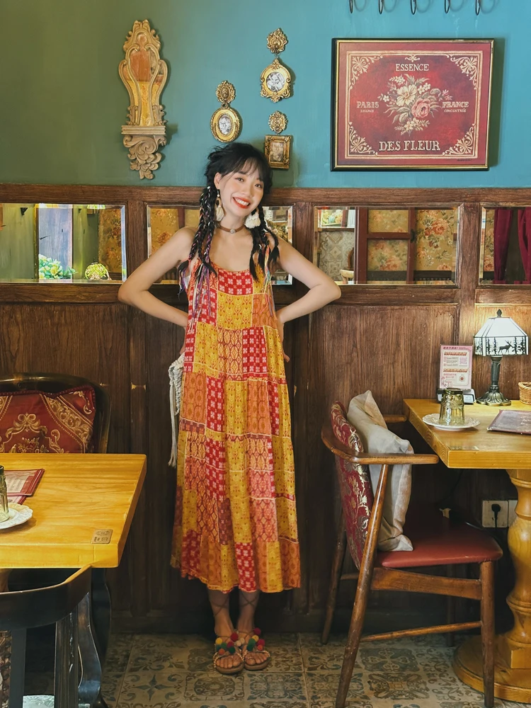 n Algodón Seda Estampado floral Wrap Dr Vaion Sle Falda en capas Prendas de abrigo Vestido largo de verano Una línea Cintura suelta