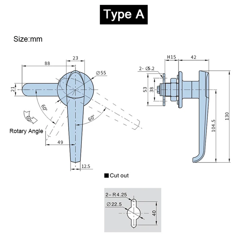 Neue 2PCS Zink-legierung Industrie Griff Schlösser Maschinen Ausrüstung Schloss Verteilung Box Lock Schalter Elektrische Schrank Türschloss + schlüssel