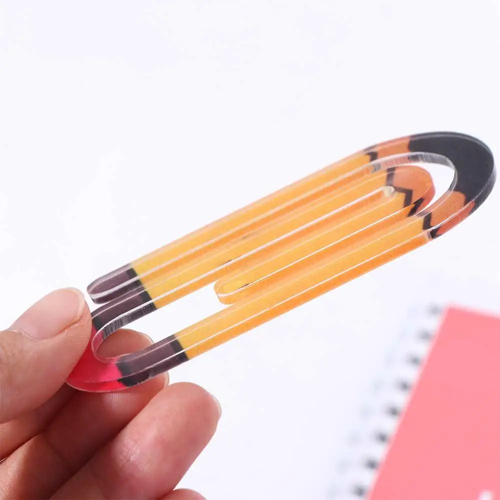 3Pcs/set Creative Paperclip Bookmark Classroom Theme Reading Mark Paper Clips Acrylic Page Clip Notebooks Paper Clips Note Decor