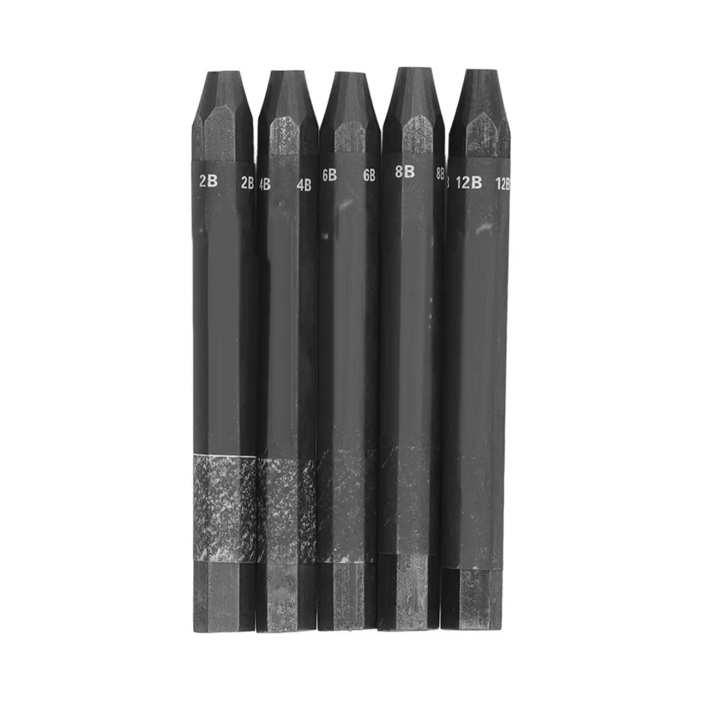 5pcs Hexagonal Shape Drawing Sticks 2B 4B 6B 8B 12B Water Soluble Formula Water Soluble Sticks Sketching Set