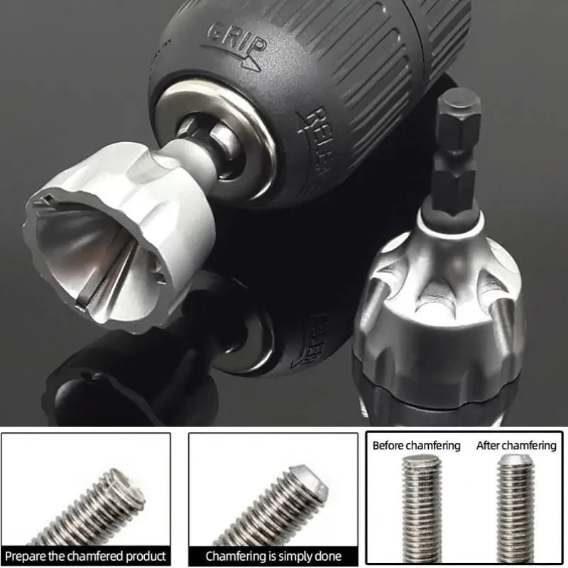 1pc 3-19MM Deburring External Chamfer Tool Stainless Steel Metal Drilling Accessory for Bolt Cleaning Hex Tool