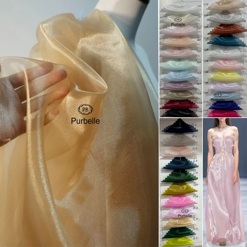 미러 크리스탈 오간자 원단 시어 크리스탈 광택 여름 의류 셔츠 인형 옷 장식 DIY 재봉 재료