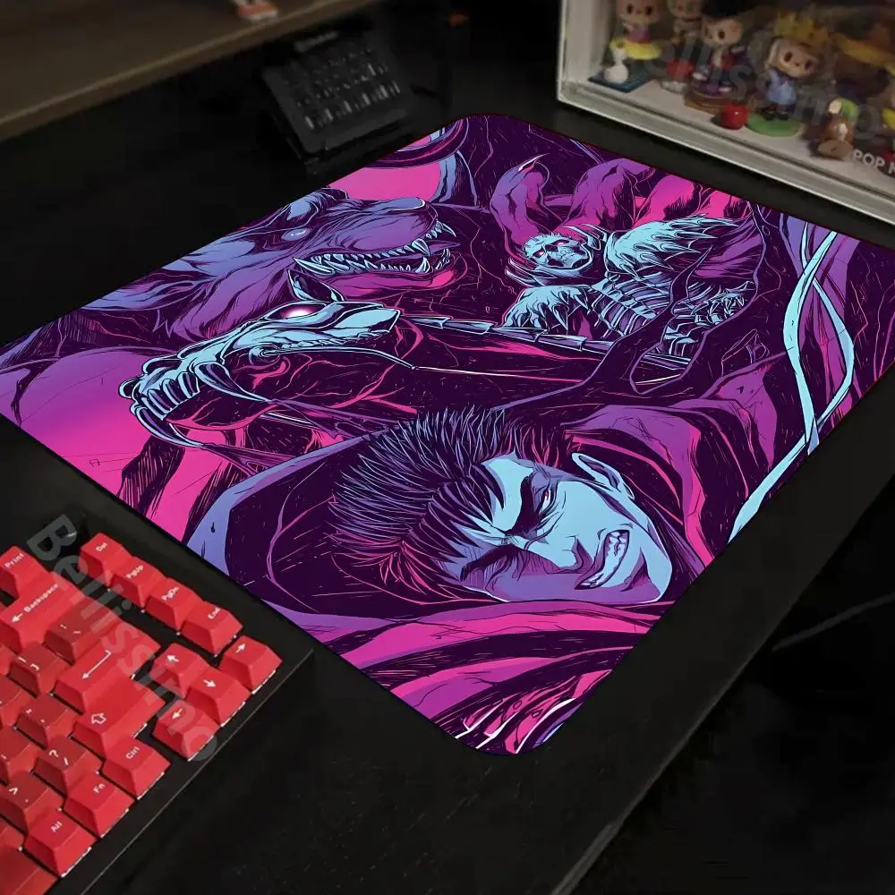 Berserk_Golden_Age Mouse Pad Holiday gifts Desk mats Non-Slip Rubber Edge locking PC gamers Kawaii Purple art 450X400