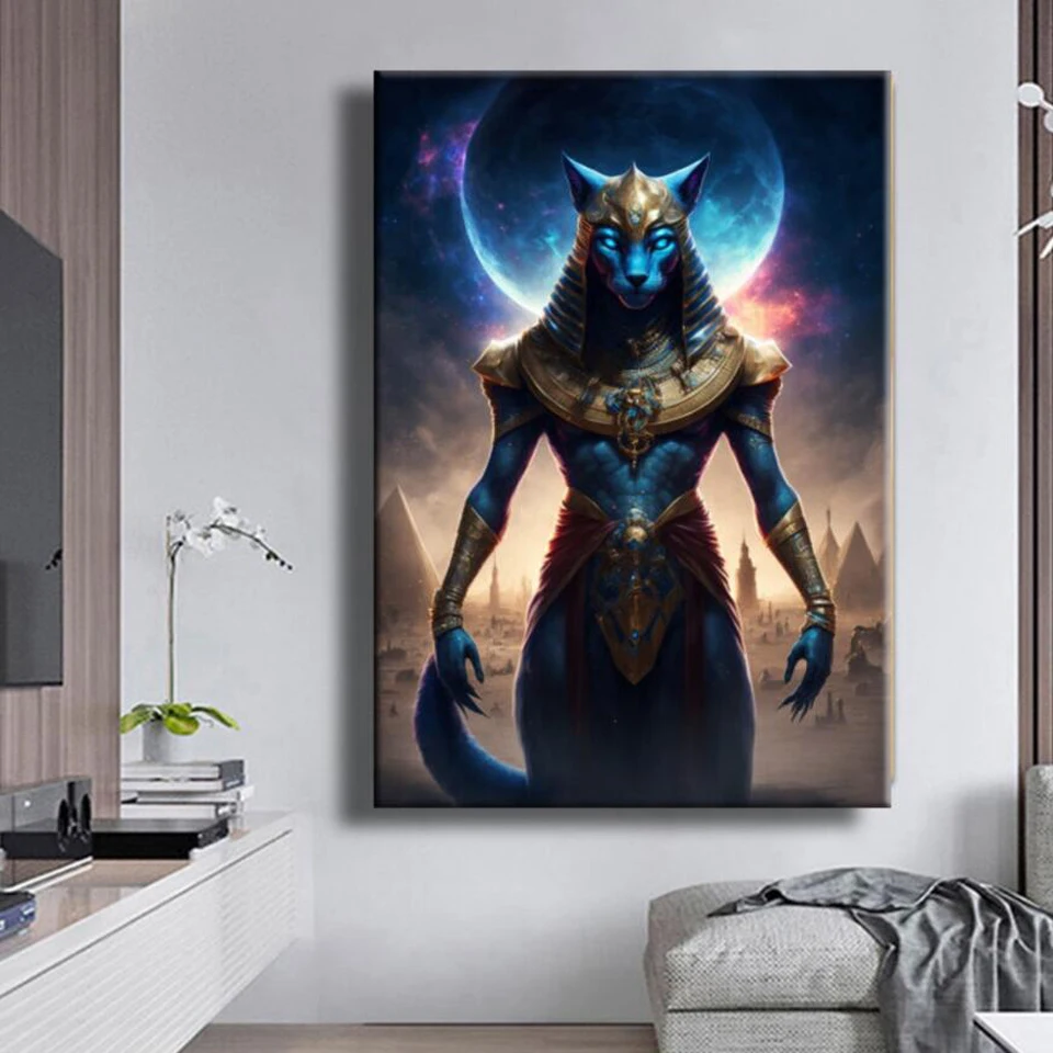 Black Panther Egyptian God Black Cat DIY 5D Diamond Painting Cross Stitch Kits Diamond Mosaic Embroidery Art For Home Decor