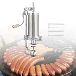 Sausage Stuffer Machine 2.5lbs Stainless Steel Homemade with 4 Funnel Tubes Household Kitchen Accessories Sausage Filling Tools