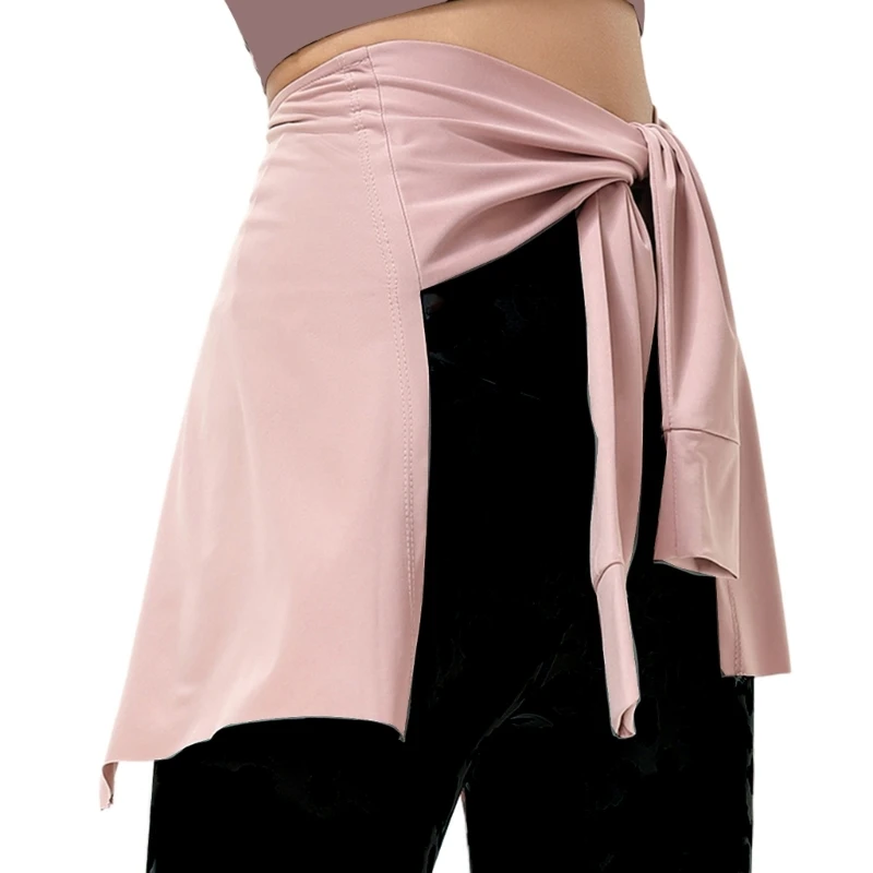 

Women Solid Color Yoga Dance Wrap Skirt Hip Scarf Tennis Athletic Cover Up Skirt