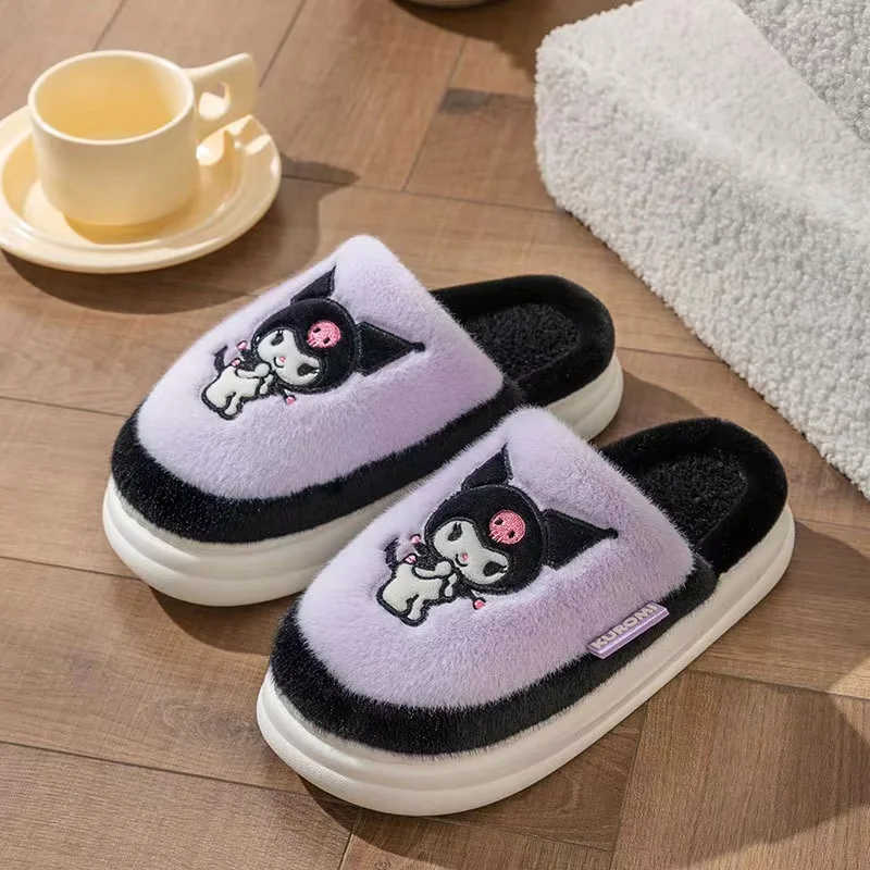 Sanrio Kuromi Children Slippers Anime Figure 23 My Melody Winter Kids Shoes Anti-Slip Plush Keep Warm Cute Cartoon Hot New Style