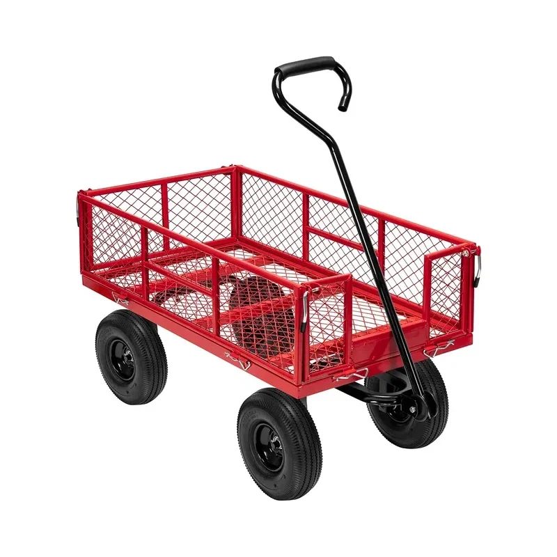 Farm Yard Lawn Garden Camping 2-in-1   Wagon Rotating Handle Steel Mesh Garden Truck