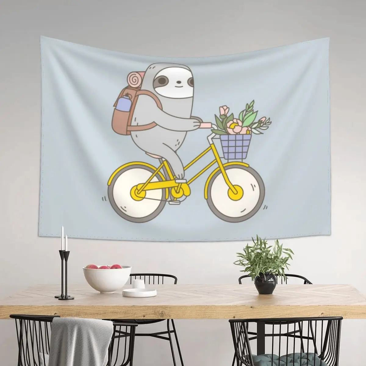 

Biking Sloth Tapestry Carpet On The Wall Things To Decorate The Room Decorations For Room Custom Tapestry