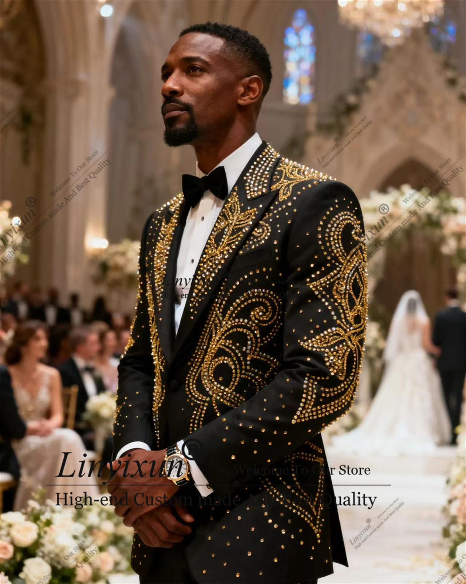 

Уникальный дизайн, мужские костюмы с бриллиантами и бисером, модные тонкие смокинги для жениха, комплекты из 2 предметов, пиджак для свадебной вечеринки, выпускного вечера, индивидуальный Ropa Hombre