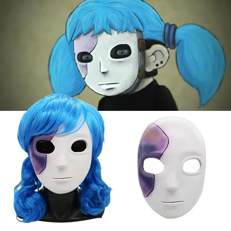 Hot Anime Game Adventure Sally Face Mask Latex Mask Wig Cosplay Terror Half Face Masks Wigs Prop Accessories