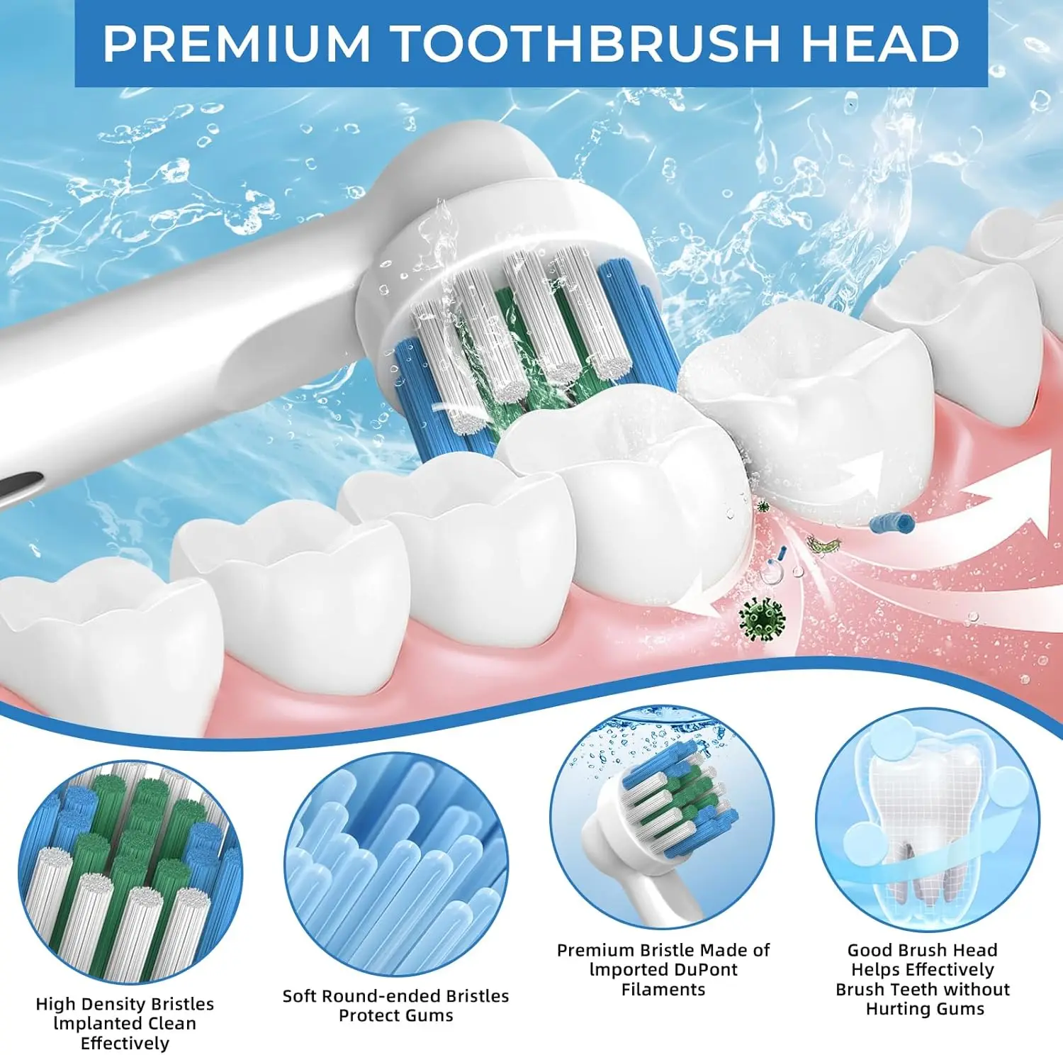 Compatible with Oral B Electric Toothbrush Replacement Brush Heads, Precision Clean Toothbrush Head Refills Fit for Oral B Pro