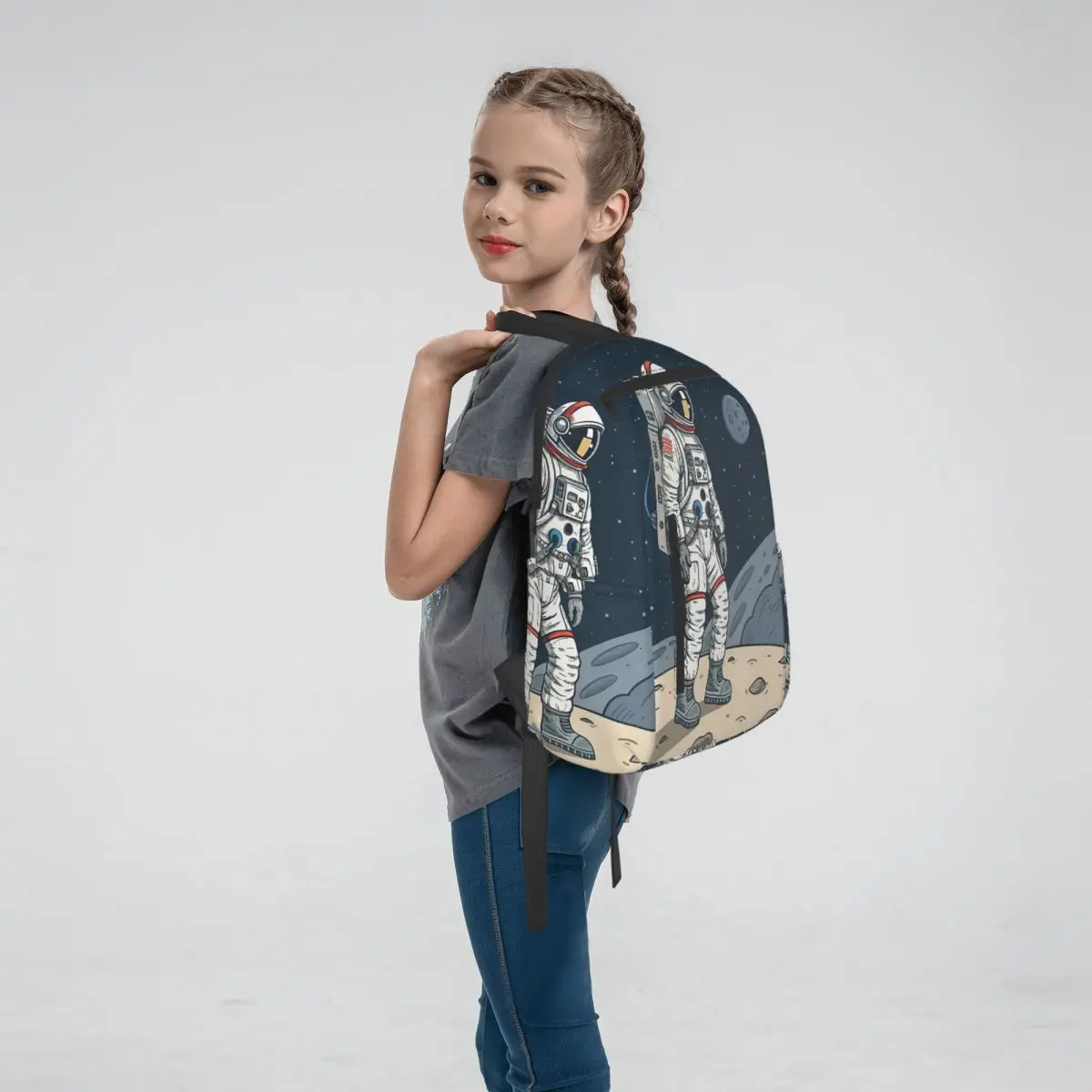 Astronaut Walking In Space Graffiti Backpack Daypack Boys Girls BookBag School Bag Shoulder Bags for Men Women