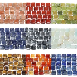 5PCS 10mm Flat Cube Natural Stone Beads Square Lapis Lazuli Amazonite Quartz Loose Beads For Jewelry Making Diy Charms Bracelets