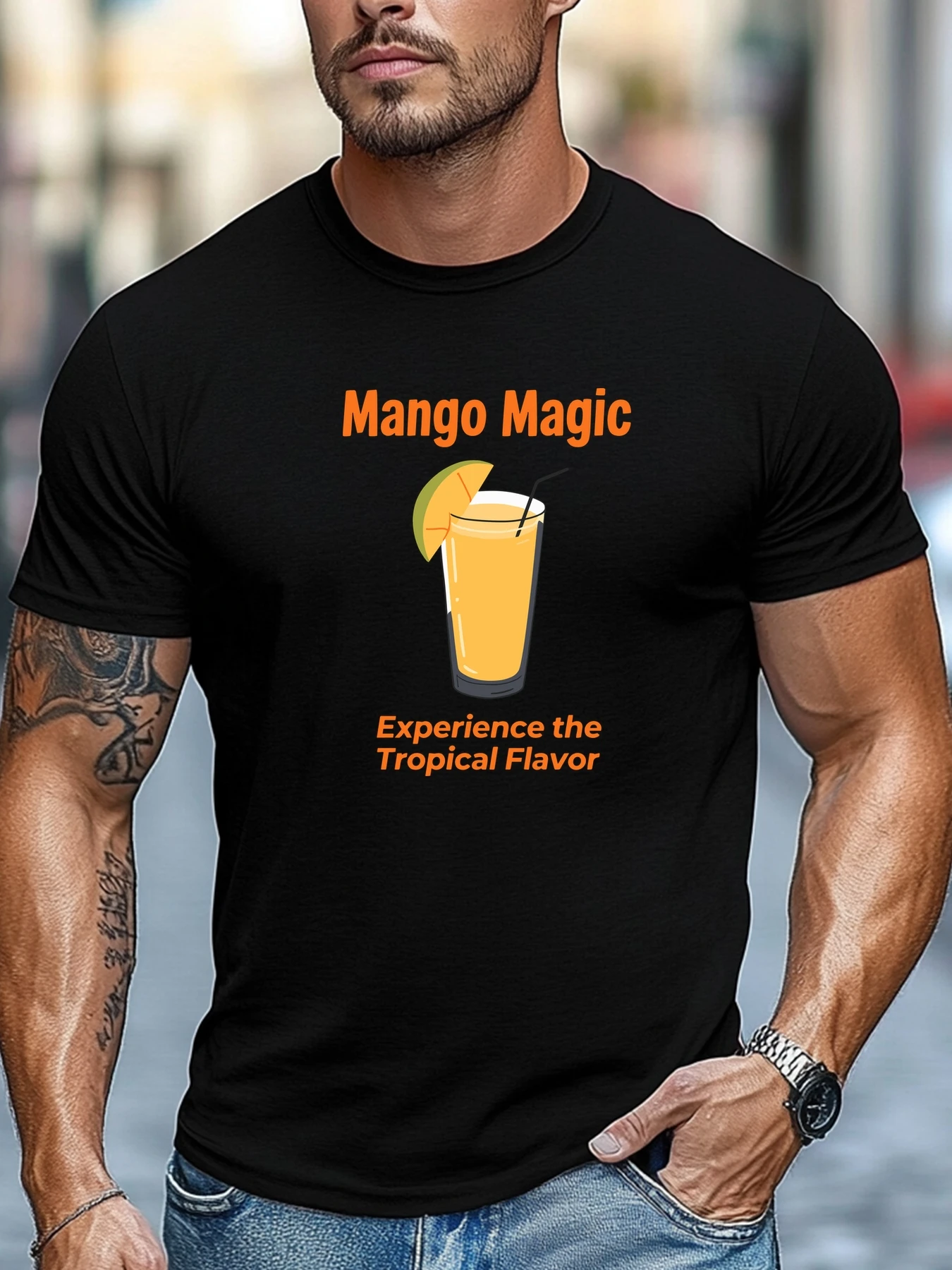 

Short sleeve T-shirt Mango Magic Graphic Summer Soft Comfort Fit Tee Daily Wear Tops