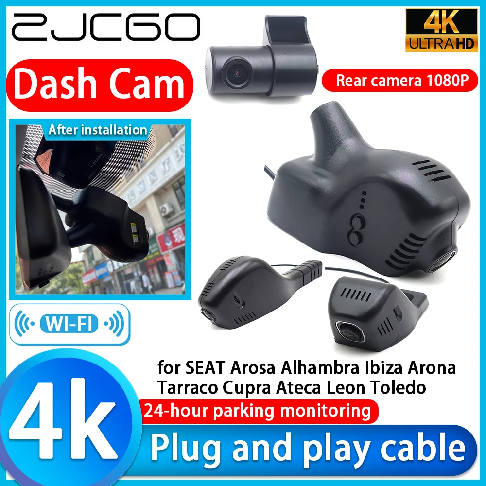 

for SEAT Arosa Alhambra Ibiza Arona Tarraco Cupra Ateca Leon Toledo 4K DVR Dash Cam Camera Sony Lens Video Recorder Recording