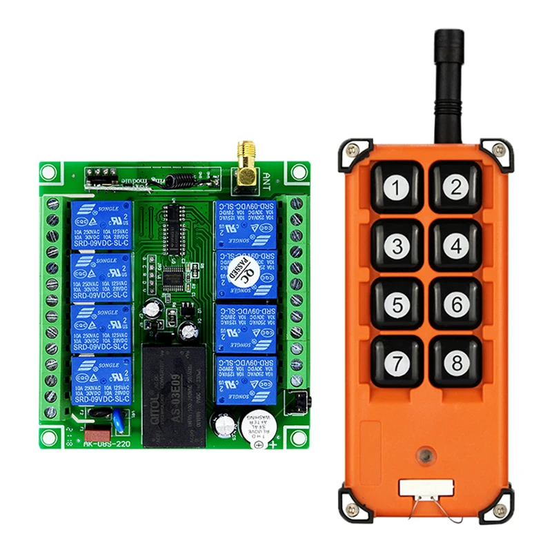 AC85V-220V 433MHz 8-channel Wireless Remote Control Switch Universal Receiver Crane Access Control Learning Code