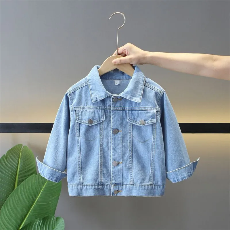 

Girls' Denim Jacket Spring Autumn Western Korean Style Children's Baby Wear New Fashion Coat for Kids