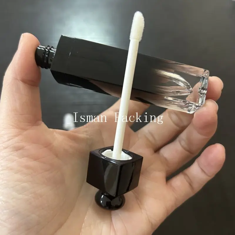 50Pcs Square sliver gold gradient black top lipgloss makeup cosmetic packaging  luxury empty lip gloss containers tube 5ml