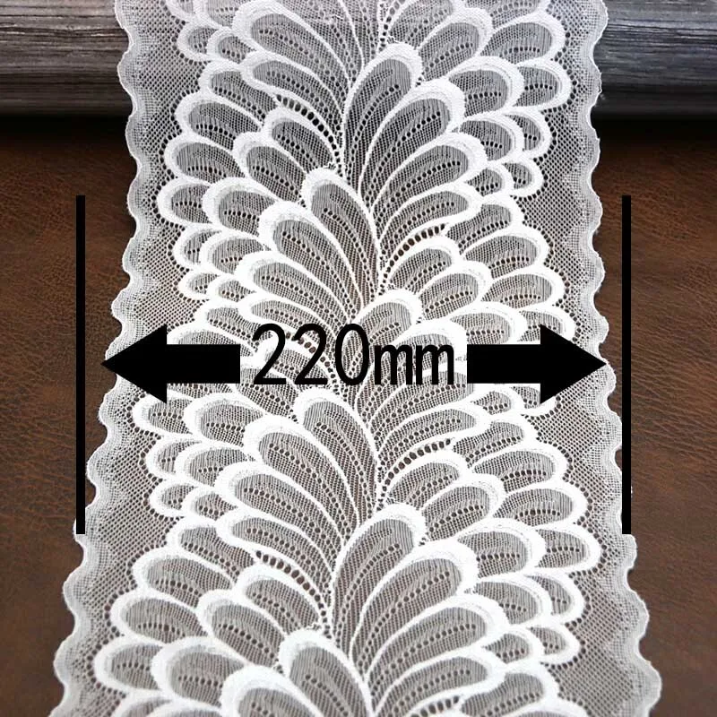 (3 meters/lot) 220mm Leaves Elastic Stretch Lace Trims For Clothing Accessories Dress Sewing  Lace Fabrics Handwork DIY Decorate