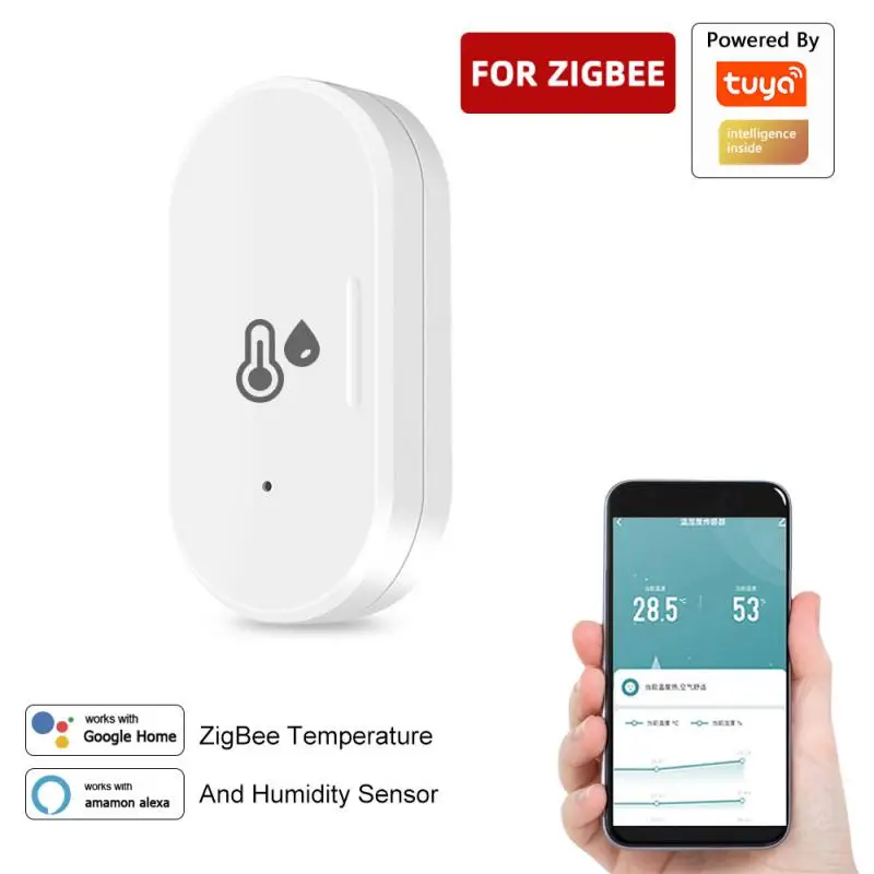 

Zigbee Temperature Humidity Sensor Data Recording, Compatible With Alexa & Google Home For Remote Monitoring And Home Automatio