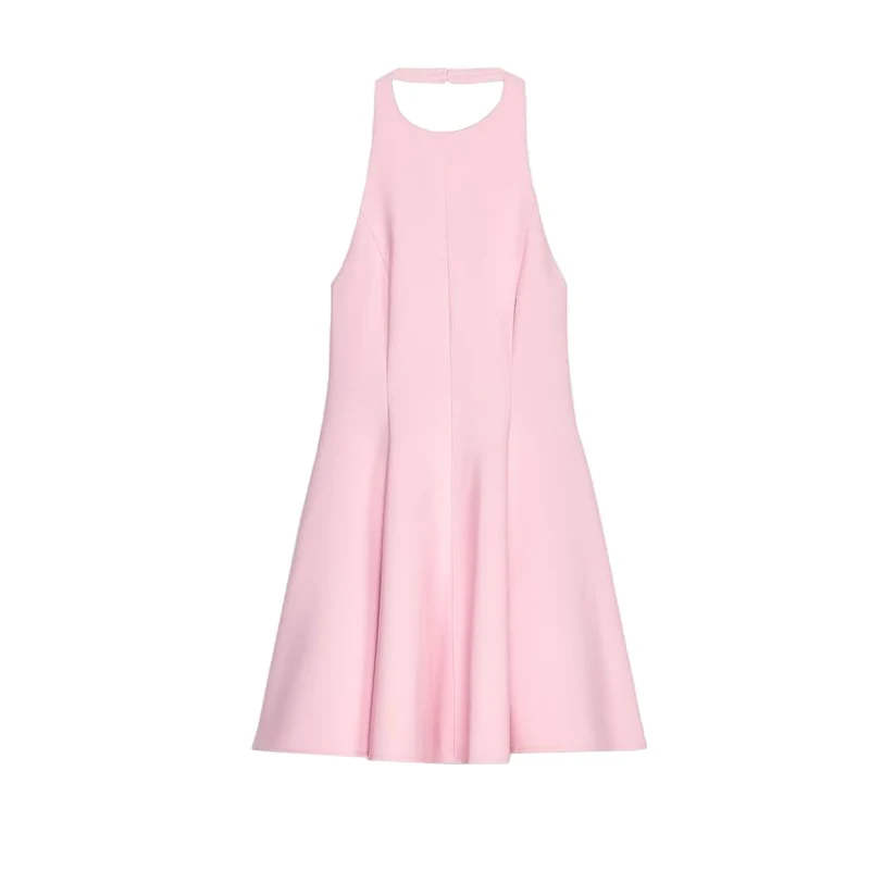 Zomer Dames ort Dr Bal Splice Binnenkant Hoge Taille Brede Zoom Jurk Casual Sle A-lijn Rok Polyestervezel rond Ne