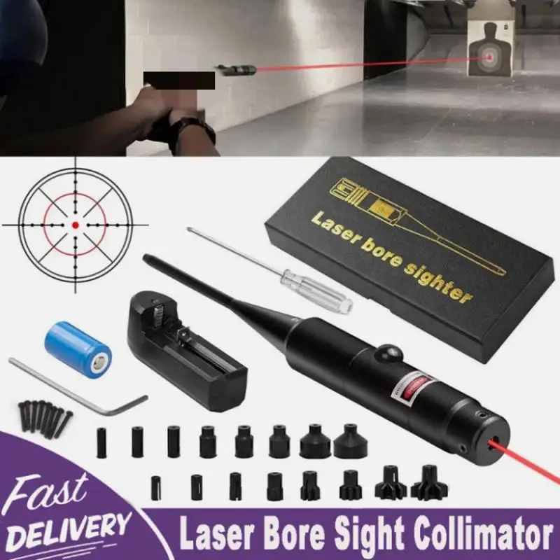 Red Laser Bore Sighter Kit Green Laser for .17 to 12GA Multiple Caliber Universal Bright Sighter with Big Press Switch