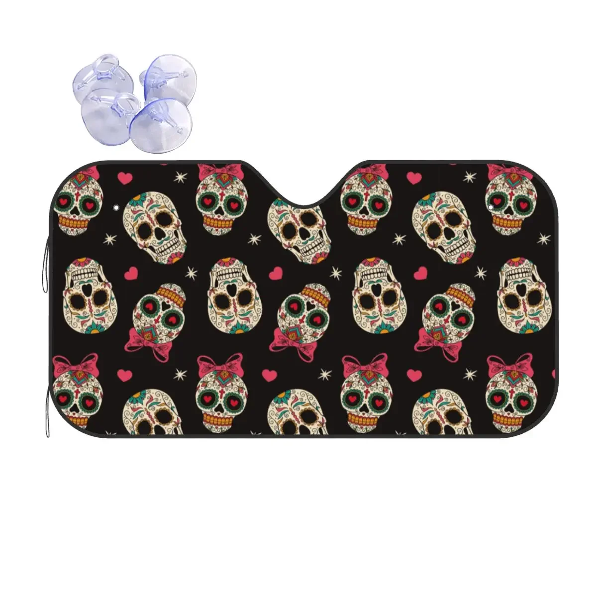 Sugar Skull Sunshade Windscreen Mexican Style Retractable Car Front Windshield 76x140cm Sunshade Visor Car-covers