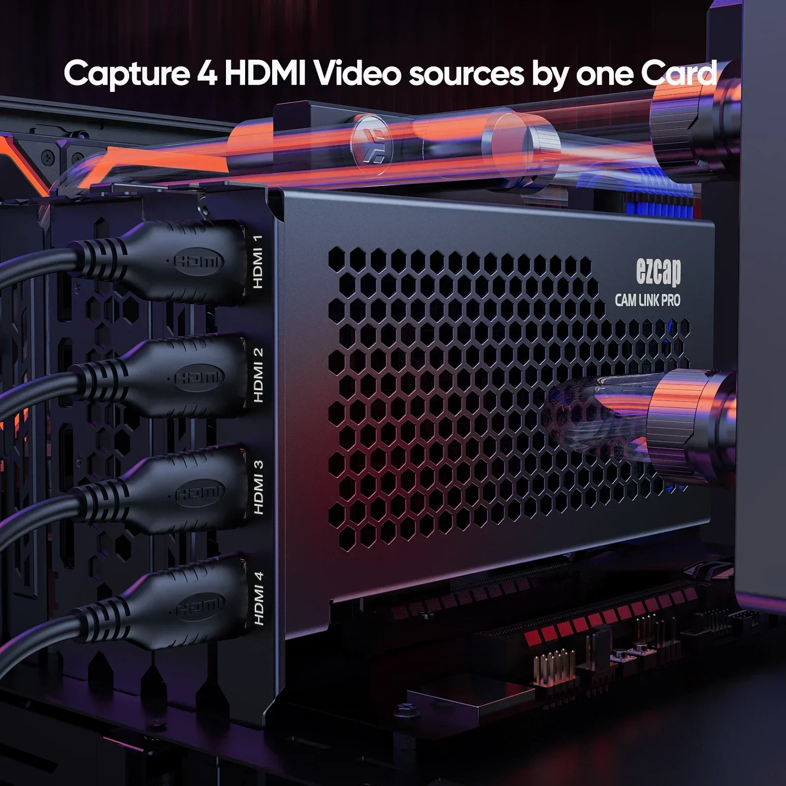 

4K@30Hz PCI-E 4 Ports HDMI Video Capture Card PCIE Board Game Grabber for Multi Camera Live Streaming 4 Channel Video Recording