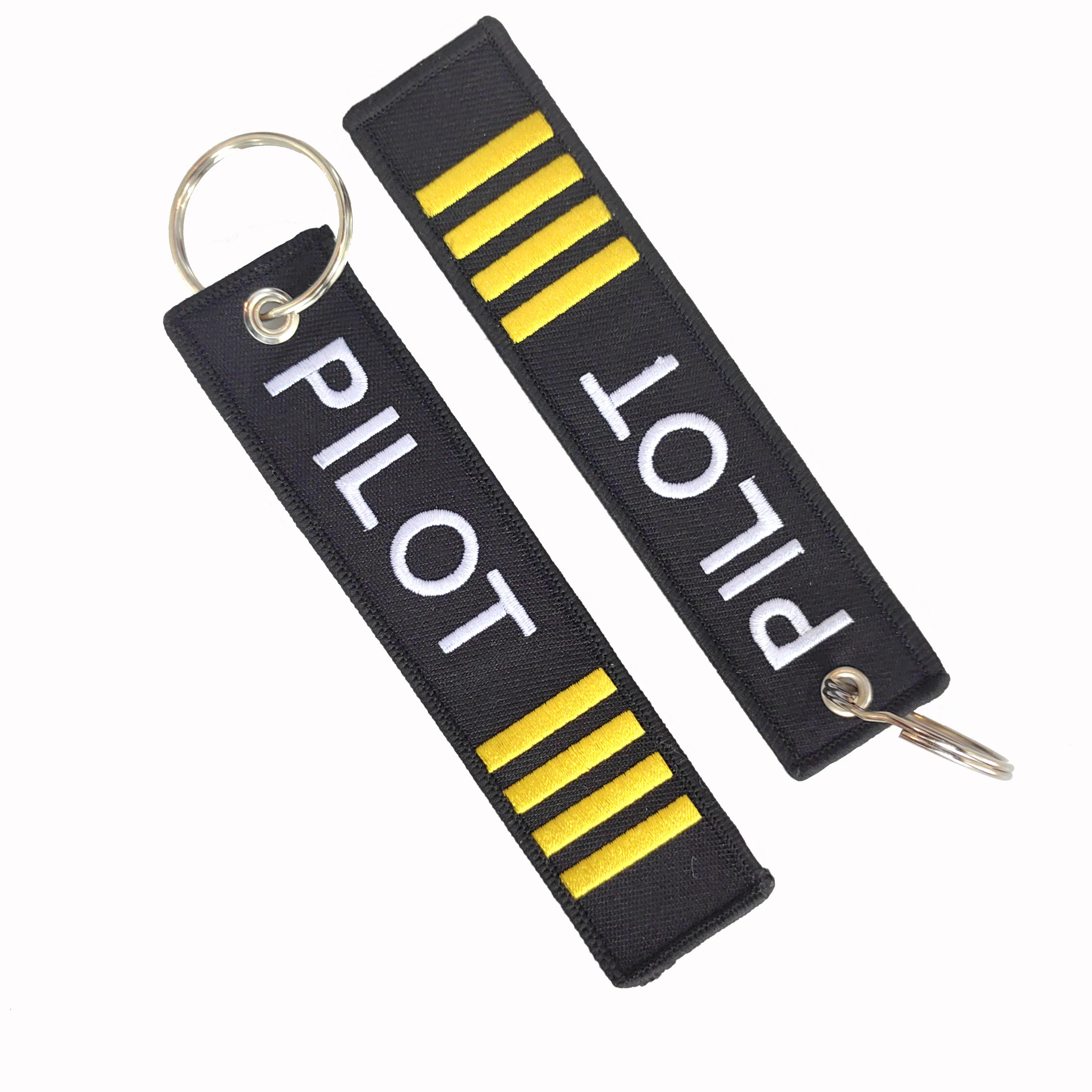 2 PC PILOT ENGINEER Double Sided Embroidered Keychain Black Lanyardaircraft Crew Gift For ID Card And Work Badge Lanyard