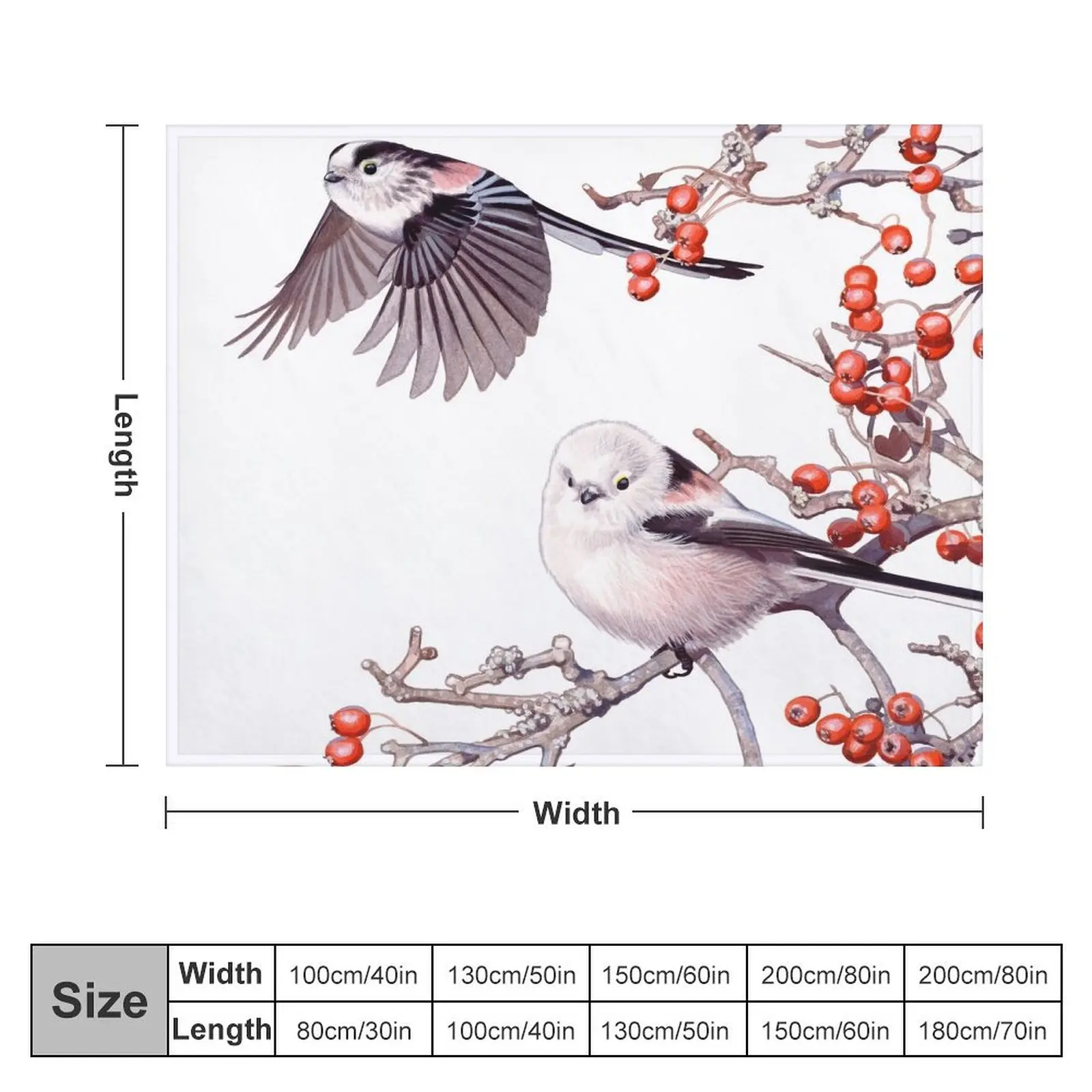 Long-tailed Tits Throw Blanket Luxury St valentine gift ideas Blankets