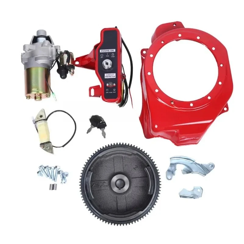 Electric Start Complete Set Kits for 168F 170F GX160 GX200 Petrol Generator 2KW 3KW Housing Starter Motor Flywheel view 2