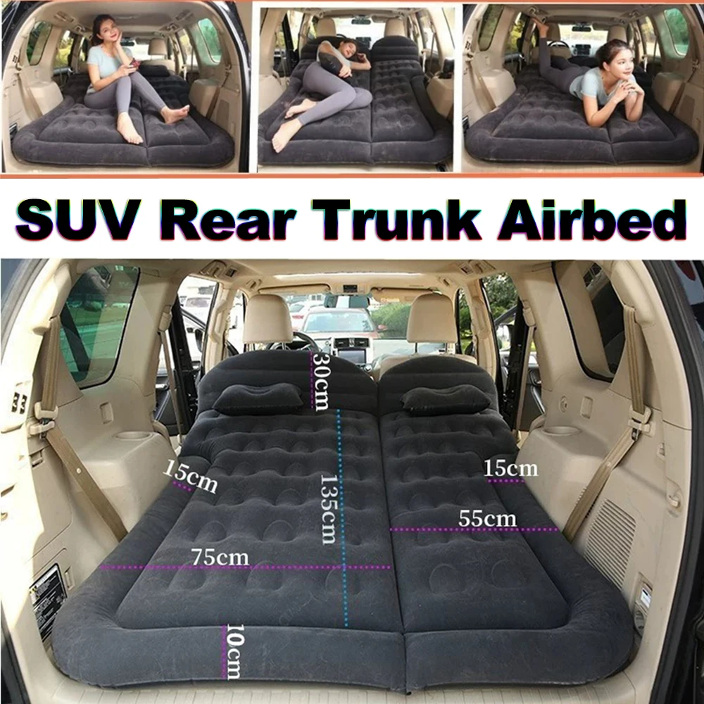 1 Set Universal Car Travel Inflatable Bed 80x130cm Auto Back Seat Trunk Mattress Air Bed Pillow For Travel Camping Family Outing