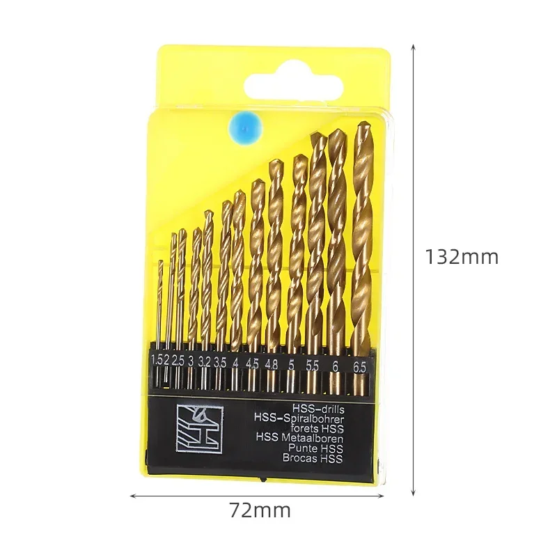 

High-Speed Steel Drill Kit 13 Piece Set, Impact Quick Change Drill Kit for Cast Iron Hardening Metal Wood and Plastic