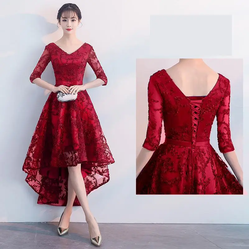 Short Off Shoulder Lace Evening Dress With Elegant And Slim Fit Suitable For Banquets And Wedding Banquets  Customized