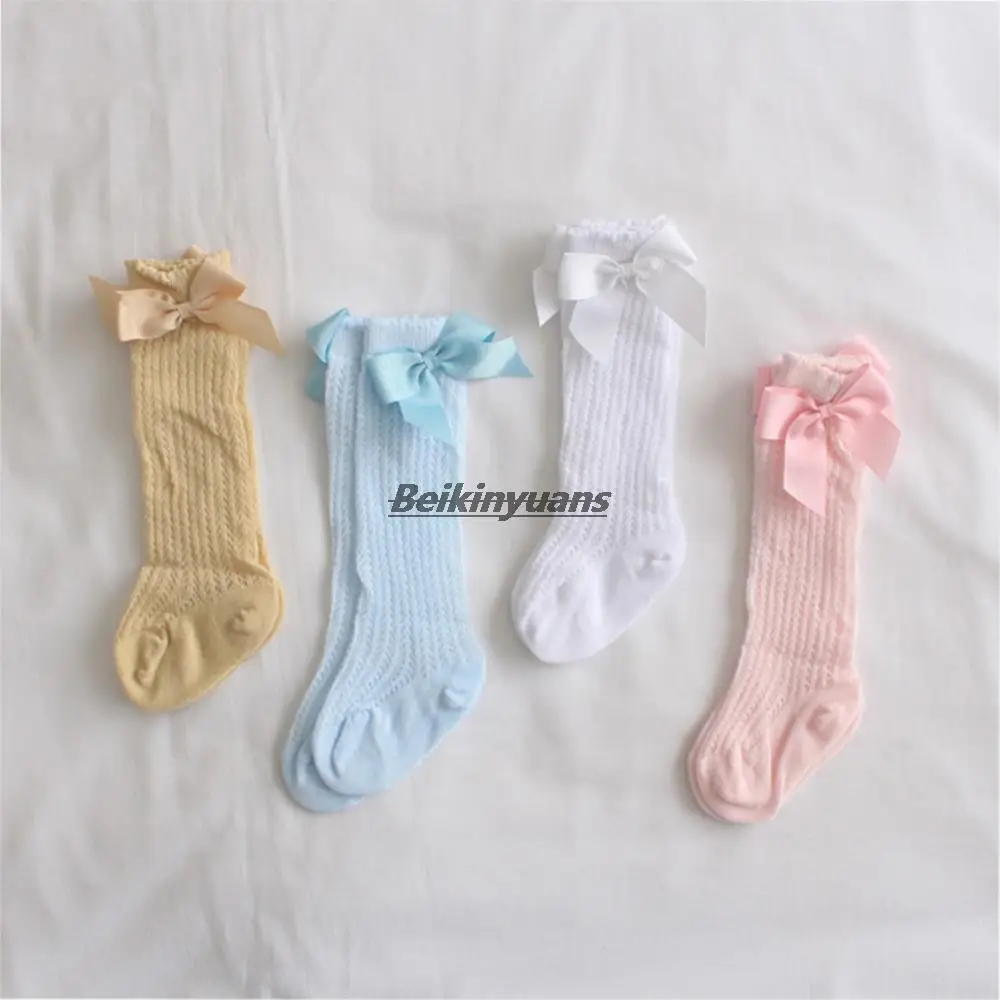 Bowknot Mesh Socks For Girl's Baby Children Cotton Socks Summer Mesh Breathbale Princess Tutu Sweet Knee high Anti-slip Sock