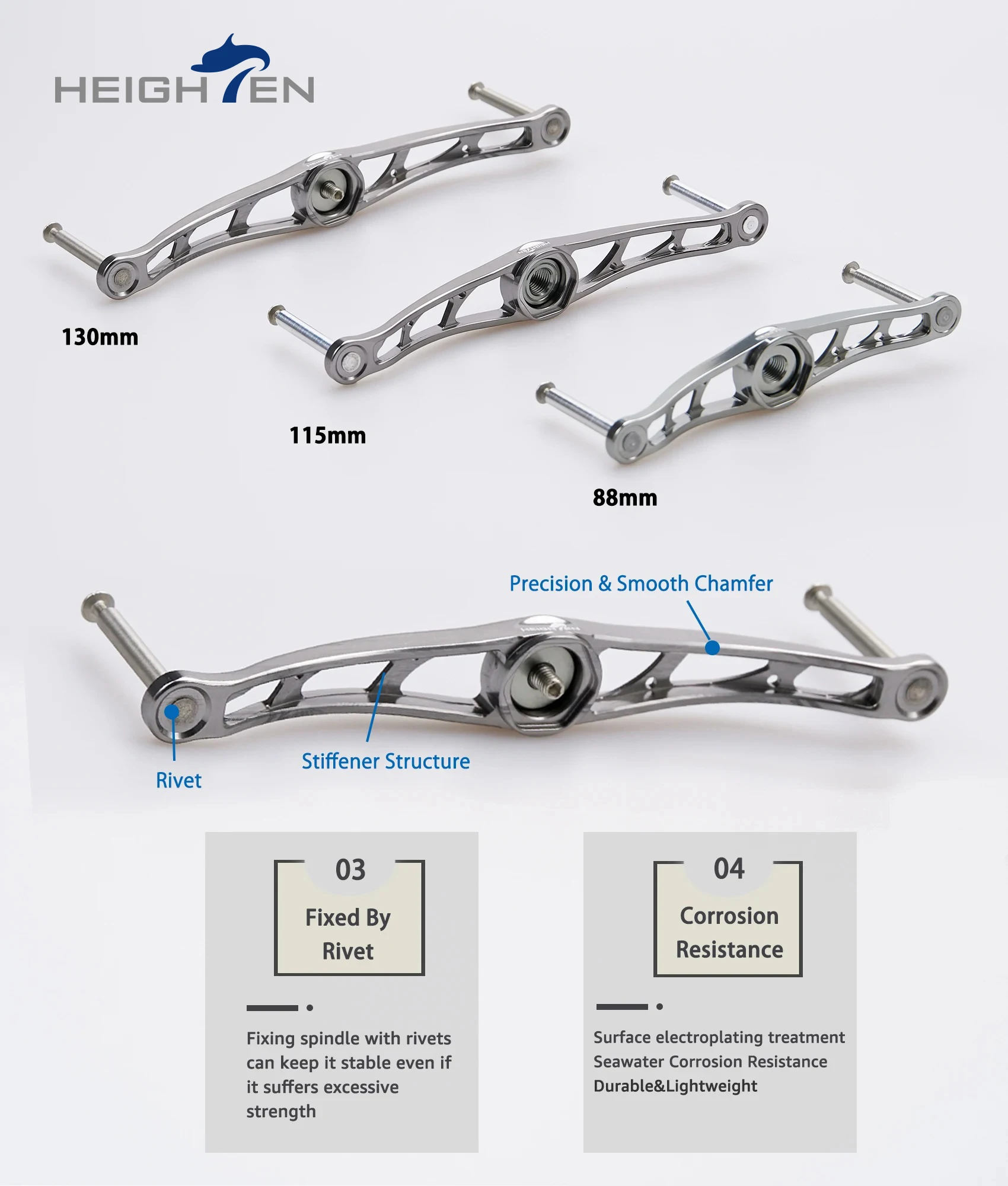 HEIGHTEN 115mm/130mm Baitcasting-Rollenhebel ohne Knopf für Shimano & Daiwa Abu Bait Rollen – Detail 3