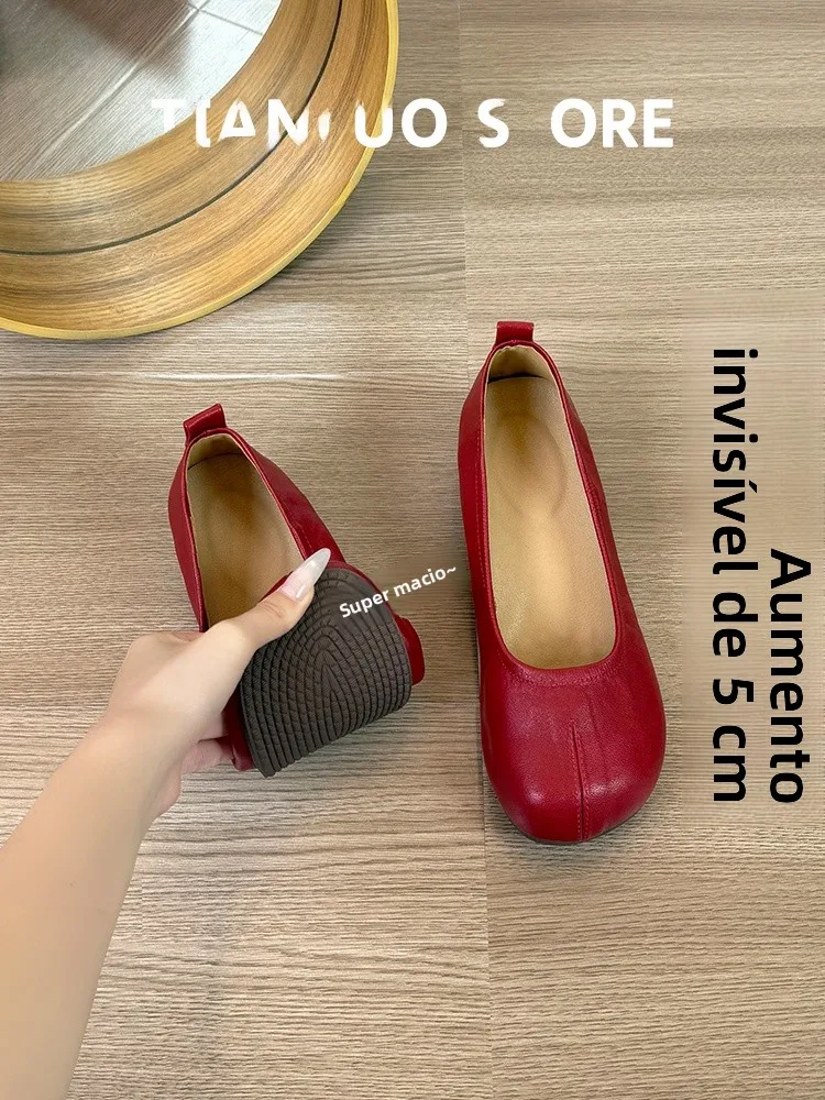 ultra-soft-sheepskin-red-women's-slip-on-ballet-flats-retro-style-soft-bottom-bean-shoes-grandmother-shoes-fashionable-commute