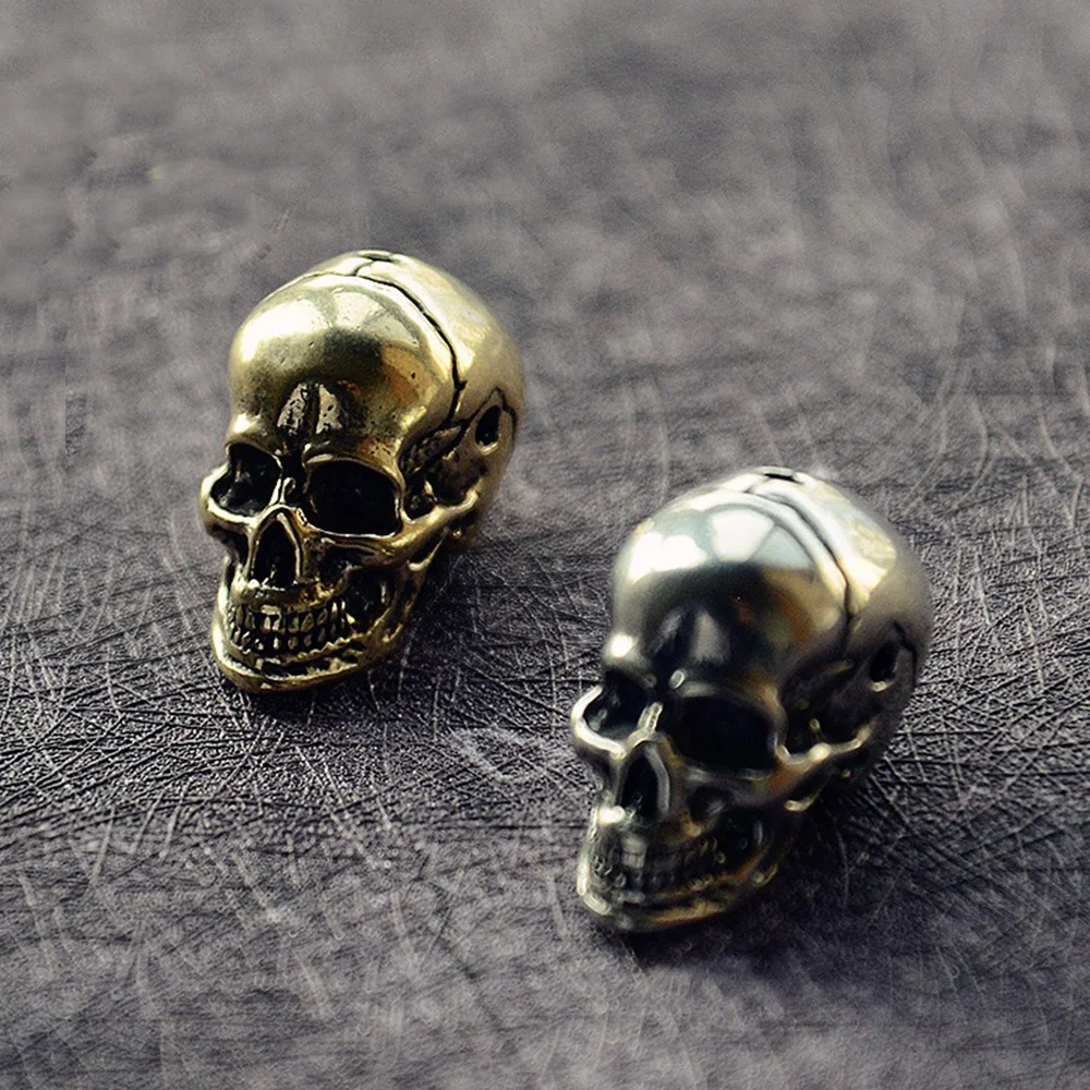 Messing-Totenkopf im Retro-Stil, Totenkopf-Statue mit Löchern, DIY-Zubehör zur Dekoration – Detail 4