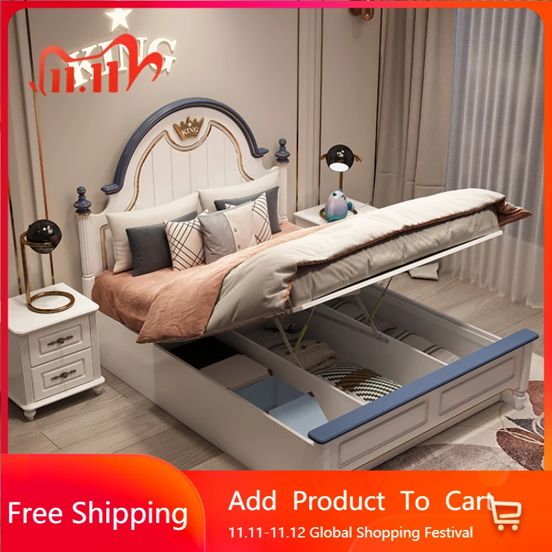 

European Modern Childrens Bed Elegant Pretty Comferter Loft Bed Headboards Villa Storage Letto Matrimoniale Hotel Furniture