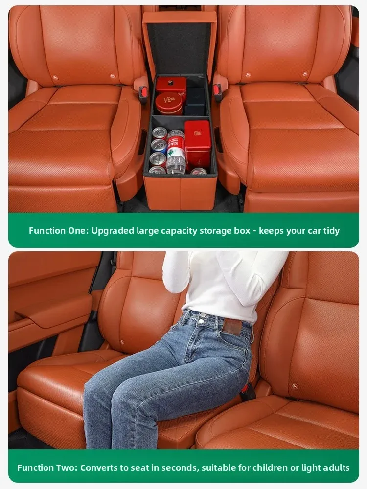 Ideal OneL8L9 Double Row  Storage Box Car Interior Essential Black Tech Accessories Leather Material Waterproof Anti-pres...