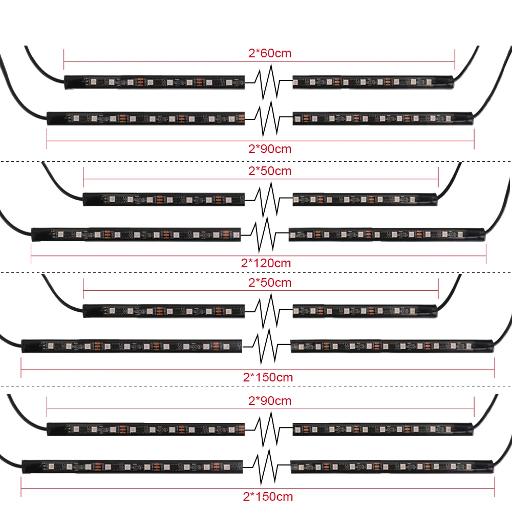 Car Flexible Strip Light LED Underbody APP Control RGB Neon Lights Dream Color Auto Decorative Ambient Atmosphere Lamp 12V