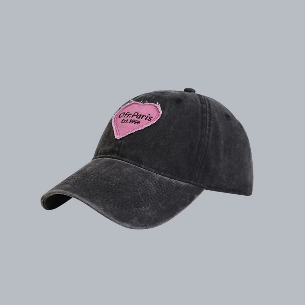 Boné vintage de algodão lavado, chapéu rosa amor coração carta sol para pais filhos menino e menina, chapéu snapback bebê, primavera e verão, 2024